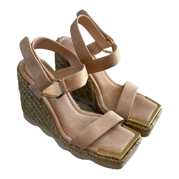 Good American Espadrille Wedge Suede Sandals Pale Pink Size 8.5 - Picture 5 of 9